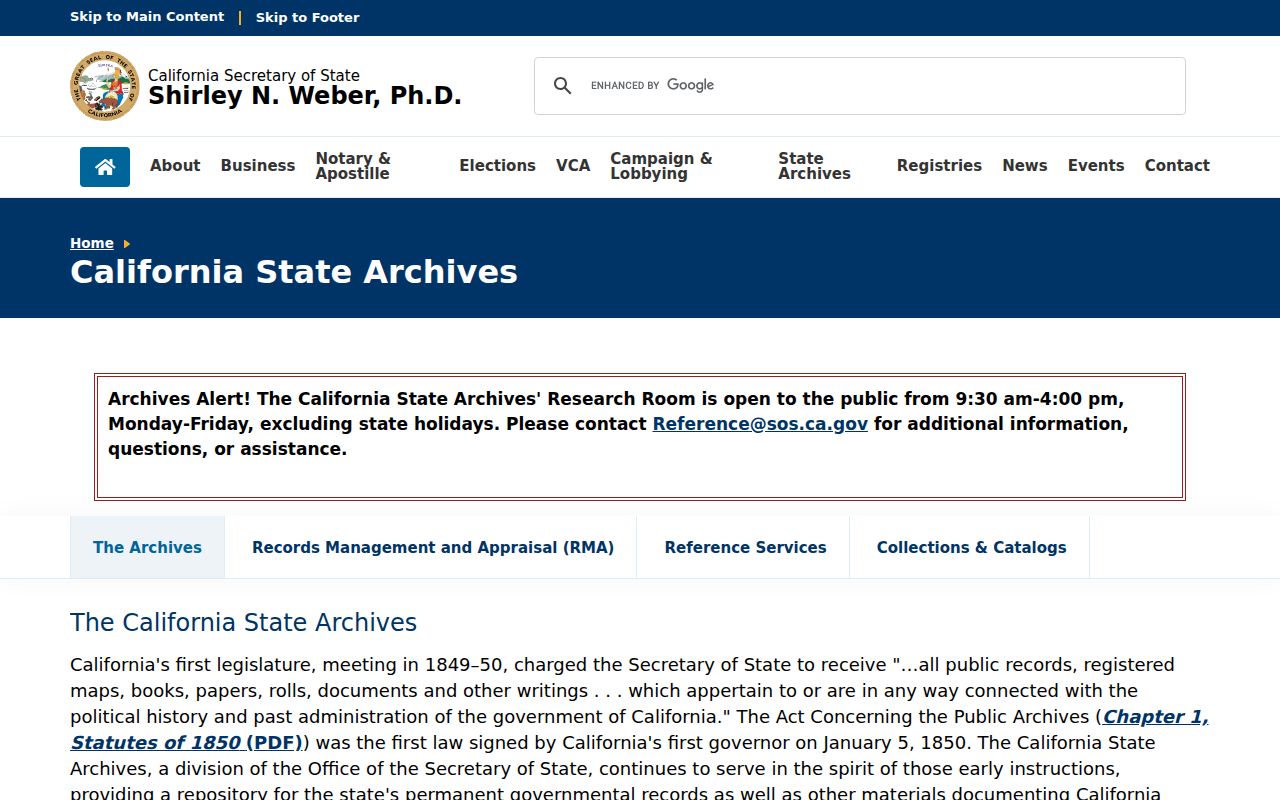 Woodland city directory view of California State Archives access