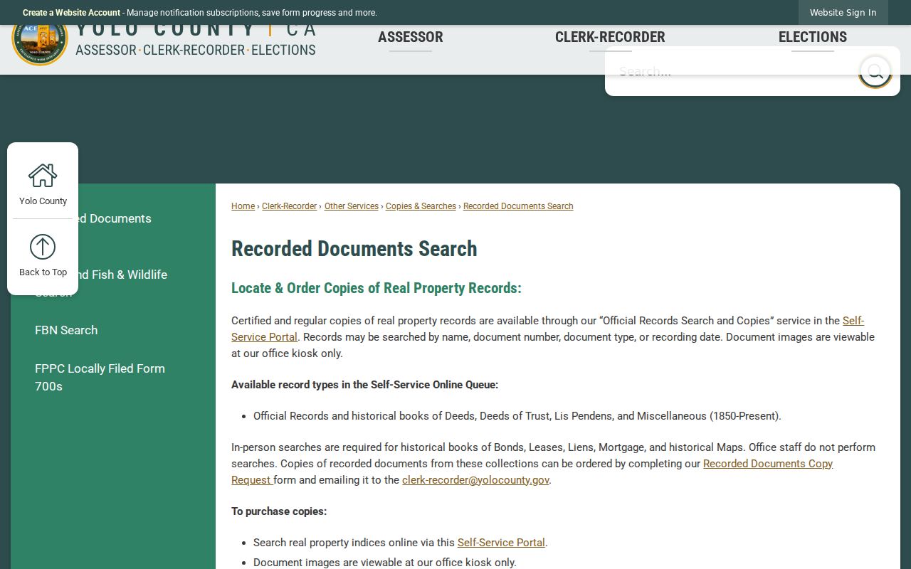 Woodland residents directory view of Yolo official records search