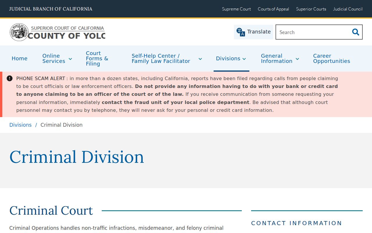Woodland previous residents view of Yolo Criminal Division rules