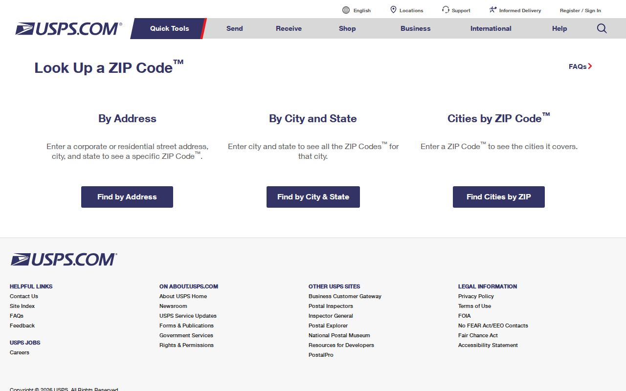 Woodland ZIP code directory view of USPS ZIP lookup